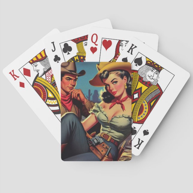Vintage Cowboy and Cowgirl Playing Cards (Back)