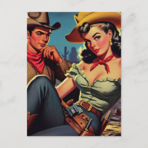 Vintage Cowboy and Cowgirl Postcard