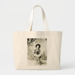 Vintage Cowboy and Lasso circa 1900 Large Tote Bag