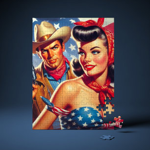 Vintage Cowboy and Pin Up Jigsaw Puzzle