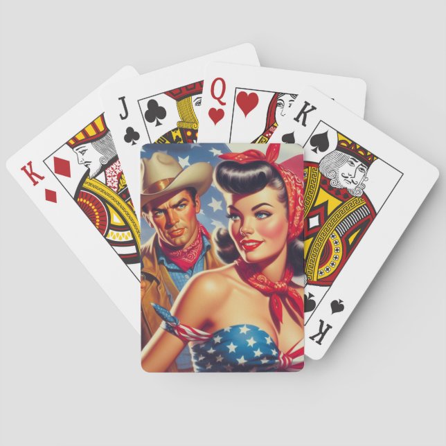Vintage Cowboy and Pin Up Playing Cards (Back)