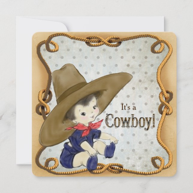 Vintage Cowboy Baby Shower Invitation (Front)