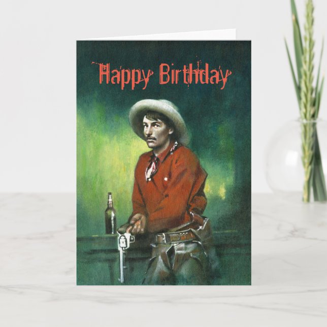 Vintage Cowboy Birthday Card (Front)