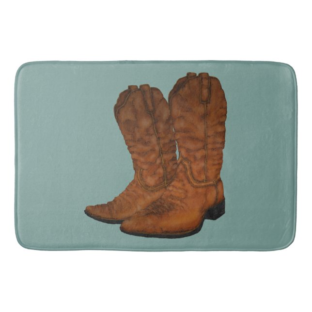 Vintage cowboy boots bath mat (Front)