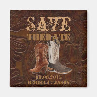 vintage cowboy boots country wedding Save The date