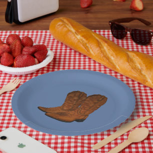 Vintage cowboy boots paper plate