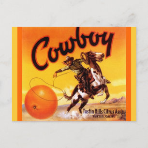 Vintage Cowboy Brand Tustin Fruit Crate Postcards