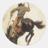Vintage Cowboy, Bronco Buster Study by NC Wyeth