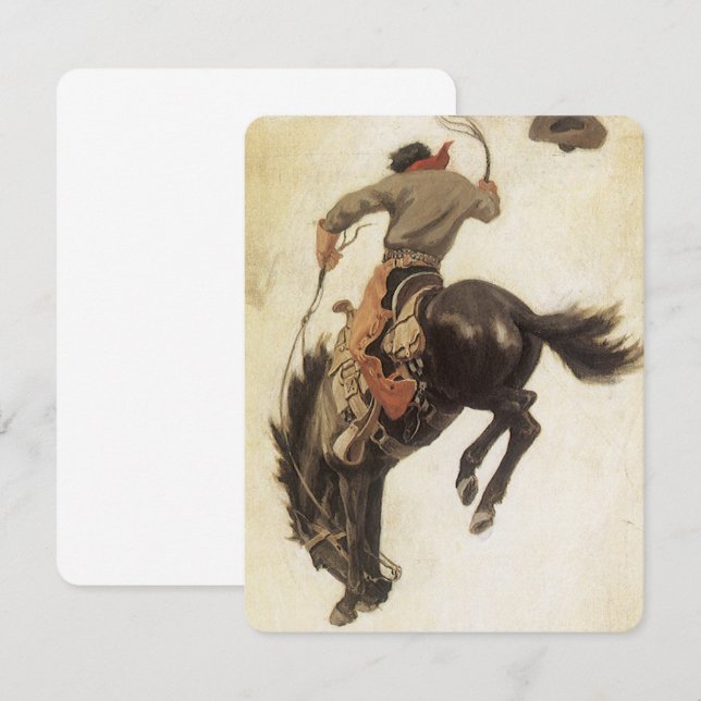 Vintage Cowboy, Bronco Buster Study by NC Wyeth Invitation (Front/Back)
