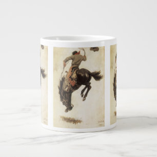 Vintage Cowboy, Bronco Buster Study by NC Wyeth Large Coffee Mug