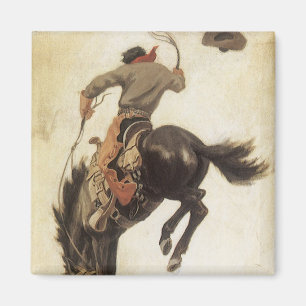 Vintage Cowboy, Bronco Buster Study by NC Wyeth Magnet