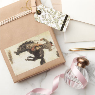 Vintage Cowboy, Bronco Buster Study by NC Wyeth Rectangular Sticker