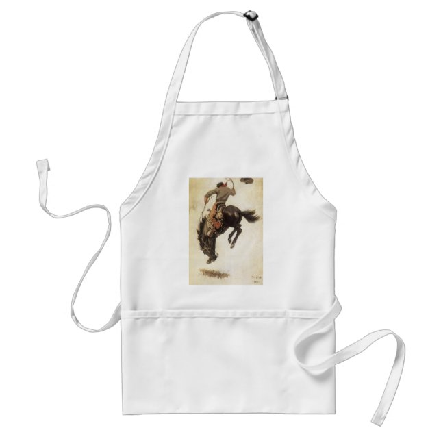 Vintage Cowboy, Bronco Buster Study by NC Wyeth Standard Apron (Front)