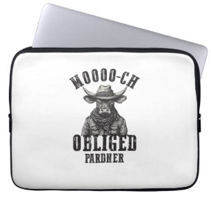 Vintage Cowboy Bull Rodeo Moooch Obliged Pardner W Laptop Sleeve