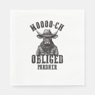 Vintage Cowboy Bull Rodeo Moooch Obliged Pardner W Napkin