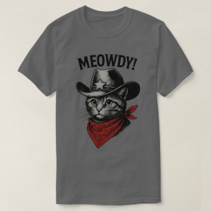 Vintage Cowboy Cat Artwork – Meowdy Wild West T-Shirt