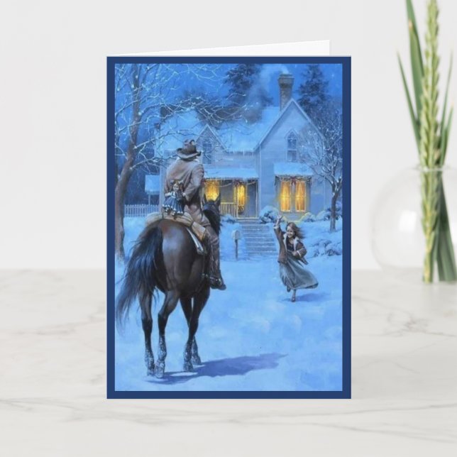 Vintage Cowboy Christmas Holiday Card (Front)