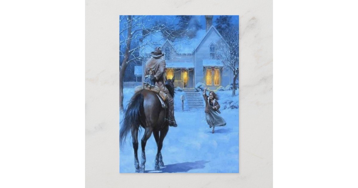 Vintage Cowboy Christmas Holiday Postcard | Zazzle.co.uk