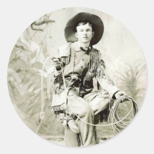 Vintage Cowboy circa 1900 Classic Round Sticker