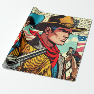 Vintage Cowboy Comics Wrapping Paper