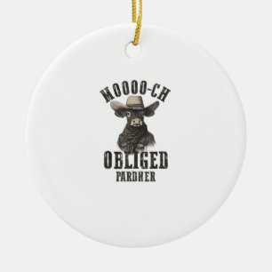 Vintage Cowboy Cow Shirt Moooch Obliged Pardner We Ceramic Tree Decoration