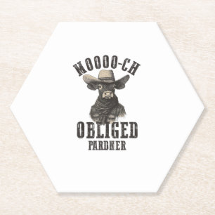 Vintage Cowboy Cow Shirt Moooch Obliged Pardner We Paper Coaster