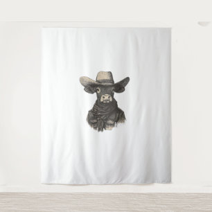 Vintage Cowboy Cow Shirt - Western Cow  Tapestry