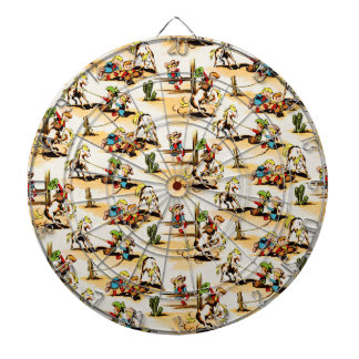 Vintage Cowboy Cowgirl Country Kids Pony Cactus Dartboard
