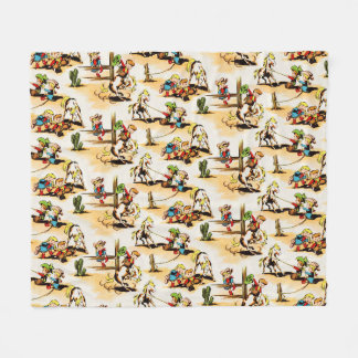 Vintage Cowboy Cowgirl Country Kids Pony Cactus Fleece Blanket