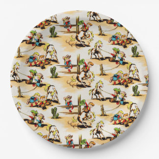 Vintage Cowboy Cowgirl Country Kids Pony Cactus Na Paper Plate