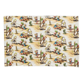 Vintage Cowboy Cowgirl Country Kids Pony Cactus Pillowcase