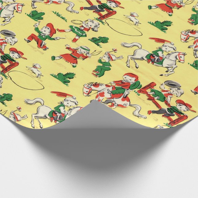 Vintage Cowboy & Cowgirl Gift Wrap Wrapping Paper (Corner)
