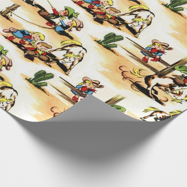 Vintage Cowboy & Cowgirl Gift Wrap Wrapping Paper (Corner)