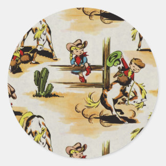 Vintage Cowboy Cowgirl  Round Sticker