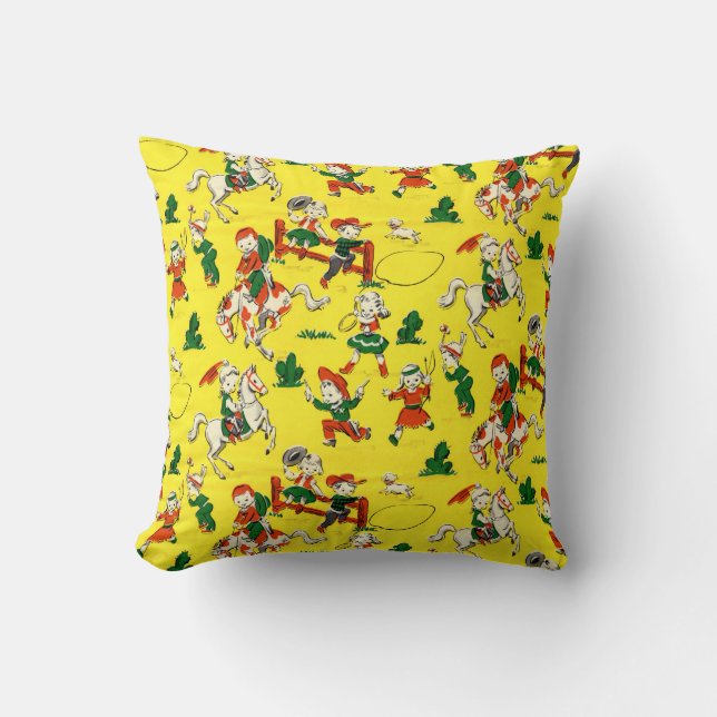 Vintage Cowboy - Cowgirls - Horses - Western Ranch Cushion (Front)