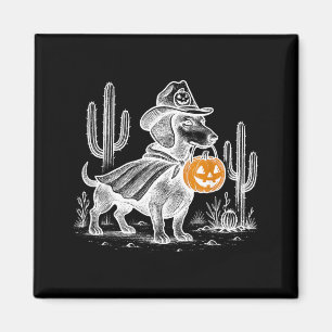 Vintage Cowboy Dachshund Halloween Spooky Season Magnet
