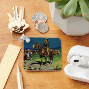 Vintage Cowboy, Farming Cattle Rancher on the Farm Key Ring