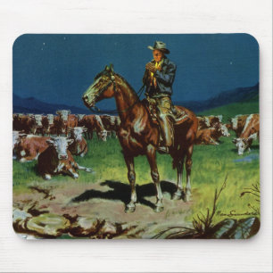 Vintage Cowboy, Farming Cattle Rancher on the Farm Mouse Mat