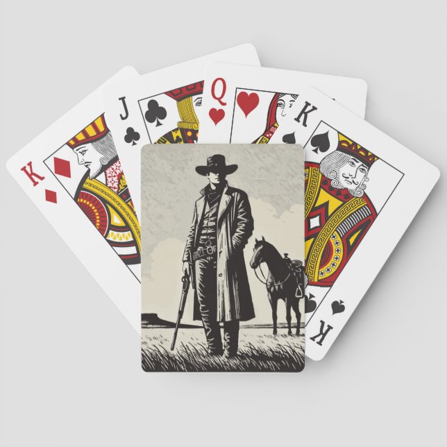 Vintage Cowboy Gunslinger Classic Playing Cards (Back)