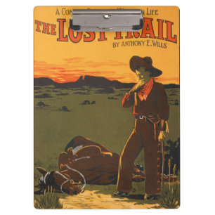 Vintage Cowboy & Horse Sunset Western Wall Art Clipboard