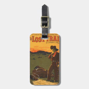 Vintage Cowboy & Horse Sunset Western Wall Art Luggage Tag