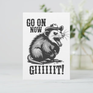 Vintage Cowboy Opossum Go On Now Git Western  Invitation
