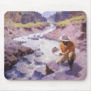 Vintage Cowboy, Panning Gold, Wyoming by Leigh Mouse Mat
