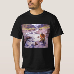 Vintage Cowboy, Panning Gold, Wyoming by Leigh T-Shirt
