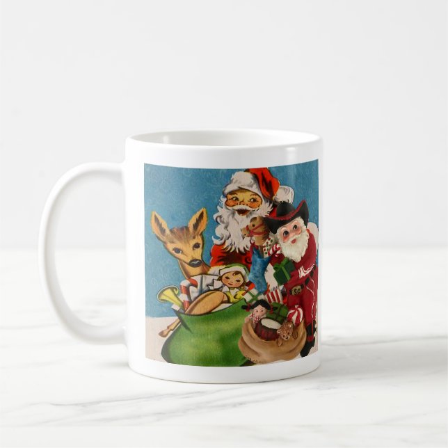 Vintage Cowboy Santa Opening His Pack Coffee Mug (Left)