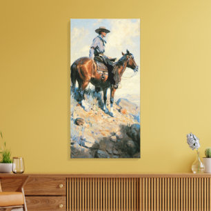 Vintage Cowboy, Sentinel of the Plains By Dunton Canvas Print