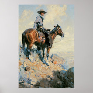 Vintage Cowboy, Sentinel of the Plains By Dunton Poster