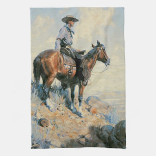 Vintage Cowboy, Sentinel of the Plains By Dunton Tea Towel
