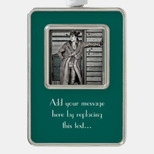 Vintage Cowboy Silver Plated Framed Ornament