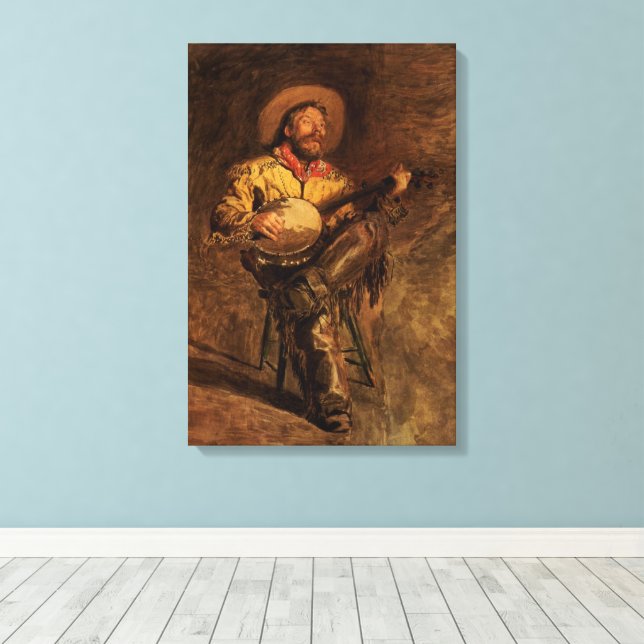 Vintage Cowboy Singing by Thomas Eakins Canvas Print (Insitu(Wood Floor))